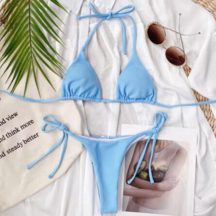 Sunset Ribbed Sexy Brazilian Thong Bikini - Image 19