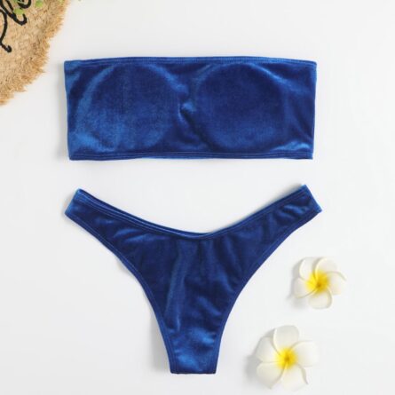 Velvet Sunset Bandeau Brazilian Bikini Red Blue - Image 6