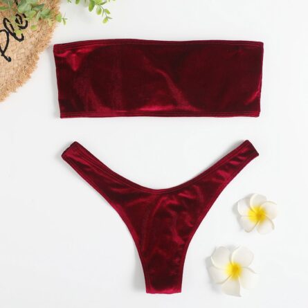 Velvet Sunset Bandeau Brazilian Bikini Red Blue - Image 2