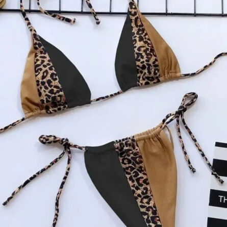 Gisele Super Hot Leopard Print Triangle Brazilian Bikini