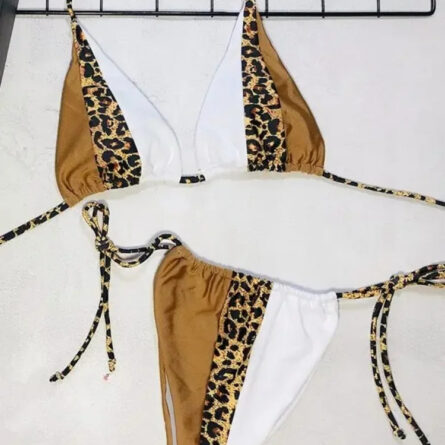 Gisele Super Hot Leopard Print Triangle Brazilian Bikini
