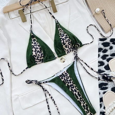 Gisele Super Hot Leopard Print Triangle Brazilian Bikini