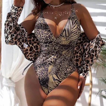 Bold Animal Print High Leg Cut Swimsuit - Image 4