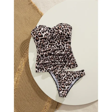 Leopard Bandeau Tankini Effortless Beach Elegance - Image 8