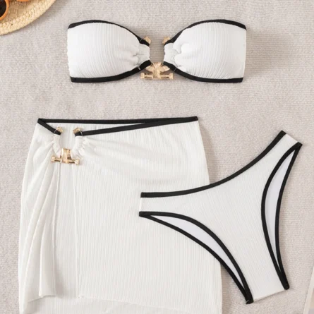 Sail Away in Style Three-Piece Bikini Set with Skirt