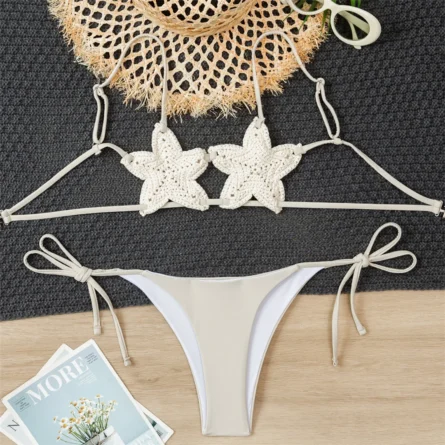 Stellar Boho Star Crochet Bikini Set Beige – Sunset And Swim