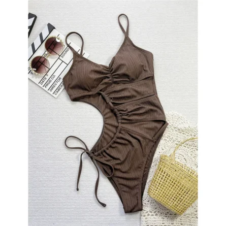 Evangeline Brown Cutout One-Piece Swimsuit - Image 5