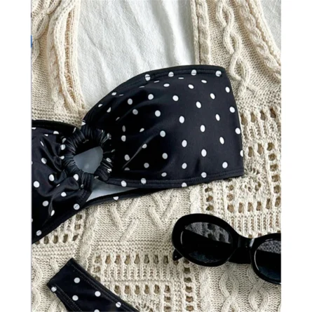 Polka Dot Bandeau Bikini - Image 5