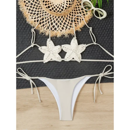 Stellar Boho Star Crochet Bikini Set Beige – Sunset And Swim