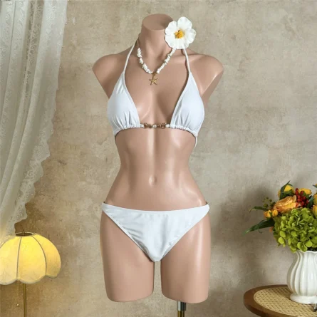 Elegant Sheer White Cover-Up Bikini Set with Adjustable Side Ruching - Image 11
