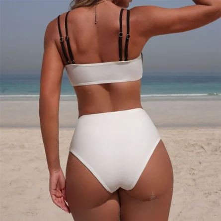 Golden Seashell Twist-Front Bikini Set for Effortless Beach Elegance - Image 5