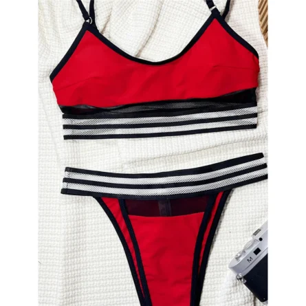Sport Wave Mesh Two-Piece Bikini Set with See Through Under Boob - Image 16