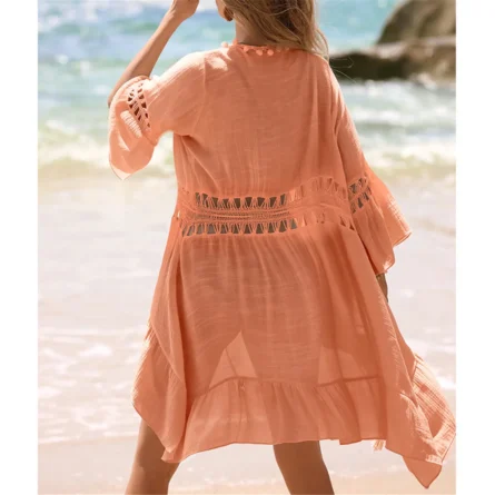 Breezy Beach Cover-Up with Boho Cutouts and Tie Closure - Image 13