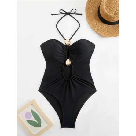 Sunkissed Moments Cutout One-Piece Swimsuit with Gold Accents