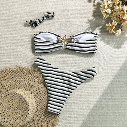 Starfish-Embellished Striped Bikini Set - Image 20