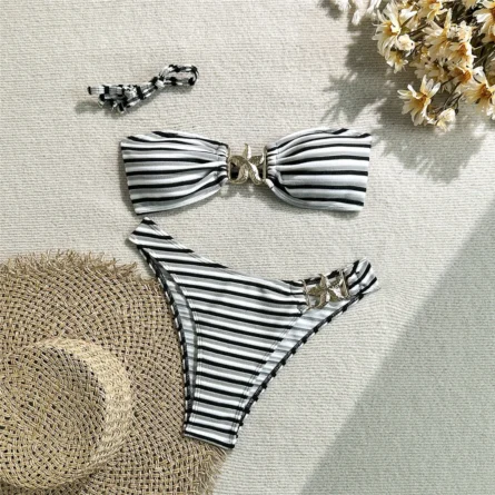 Starfish-Embellished Striped Bikini Set - Image 19