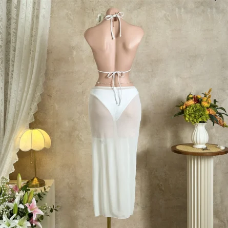 Mykonos Sunset Bikini Set with Sheer Cover-Up Skirt - Image 7