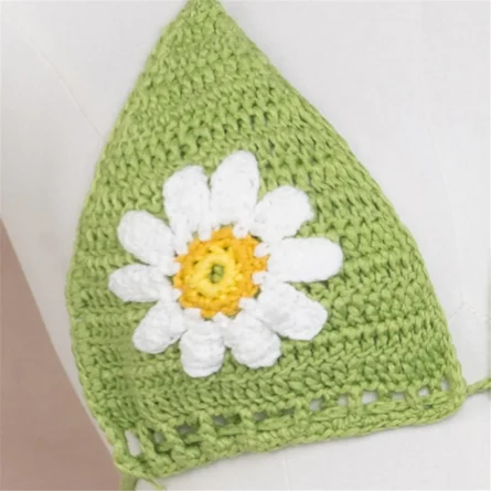 Sunlit Garden Vibes Green Crocheted Bikini Top - Image 7