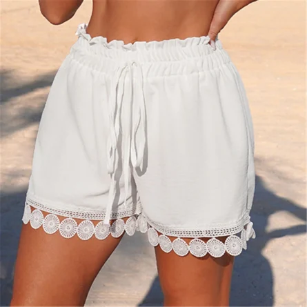 Ruffled Beach Shorts with Lace Trim - Image 6