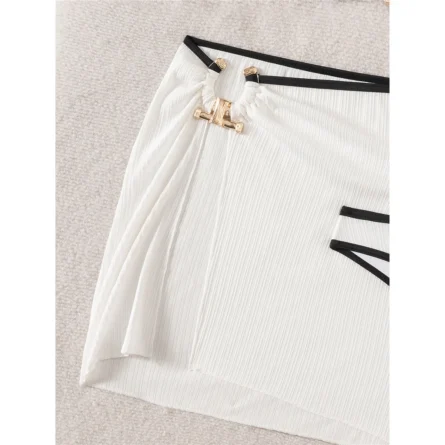 Sail Away in Style Three-Piece Bikini Set with Skirt - Image 6