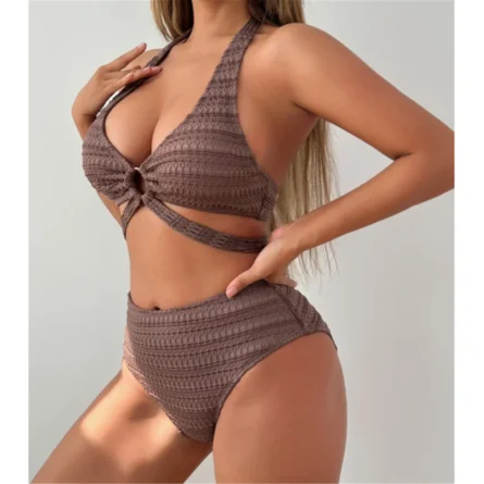 Woven Halter Design High-Waisted Bikini Set – Bild 5