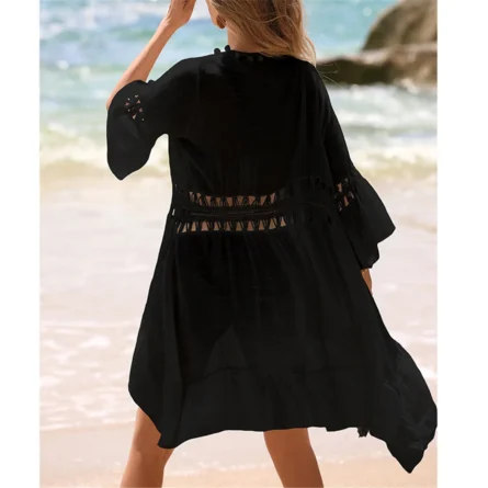 Breezy Beach Cover-Up with Boho Cutouts and Tie Closure - Image 16