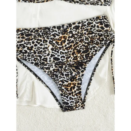 Leopard Print Bandeau High Waist Swim Set - Image 7