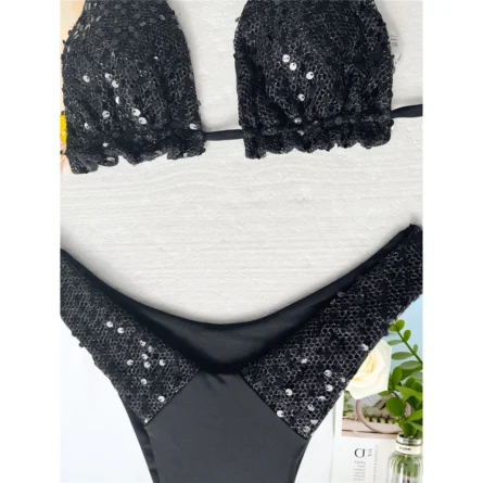 Glittering Nights Sequin Trim Bikini Set – Bild 11