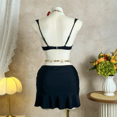 Electric Calm 3-Piece Ruffled Skirt Bikini Set - Image 11