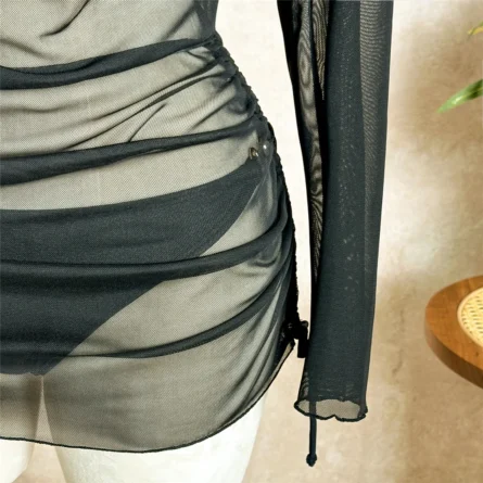 Elegant Sheer White Cover-Up Bikini Set with Adjustable Side Ruching - Image 21