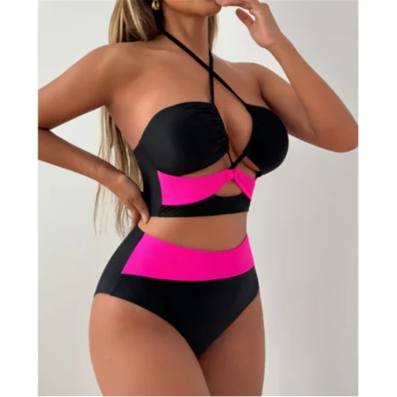 Crisscross Charm Chic High-Waist Bikini Set - Image 5