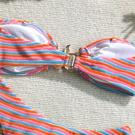 Starfish-Embellished Striped Bikini Set - Image 10