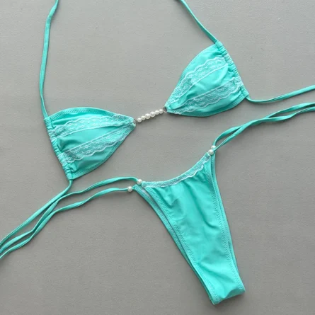 Pearl Dreams Soft Pearl Lace Micro Bikini Set
