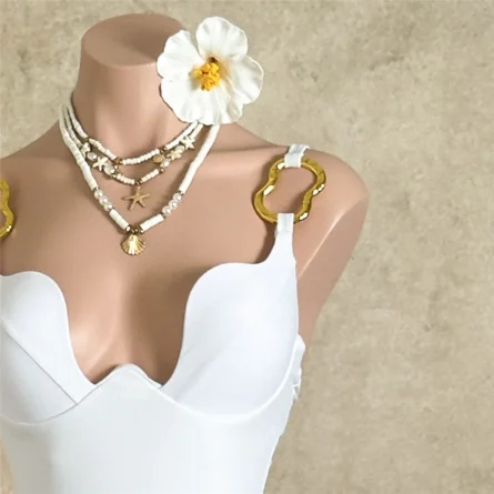 Deep Curve Push-Up One-Piece Swimsuit with Metal Ring Detail - Image 10