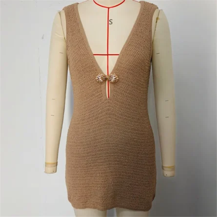 Crochet Beach Cover Up Dress with Shell Accent - Image 18