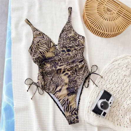 Bold Animal Print High Leg Cut Swimsuit - Image 2