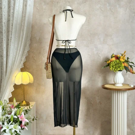 Mykonos Sunset Bikini Set with Sheer Cover-Up Skirt - Image 14