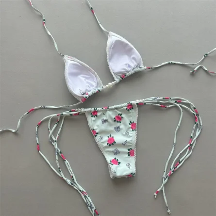 Sweet Floral Strings Micro Bikini - Image 3