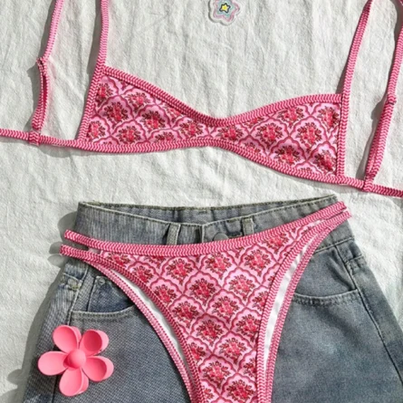 Stay Until Sunrise: Flower Underboob Bikini for Chill Beach Vibes - Image 6