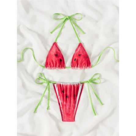 Watermelon Delight Bright Triangle Bikini Set - Image 5