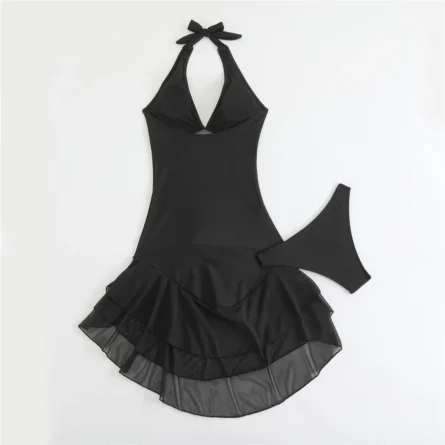 Halter Swim Dress with Ruffled Skirt Detail - Image 14