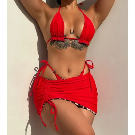 Two Unique Looks in One Bikini Reversible 3 Piece Set with Ruffle Detail - Image 14