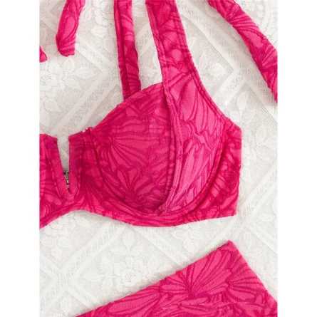 Chasing Sunsets Floral Bikini Set with Tie Straps and High-Waisted Bottoms - Image 4