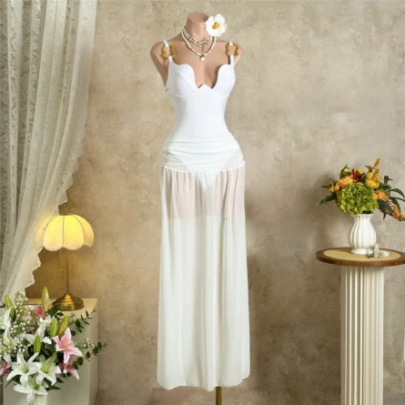 Deep Curve Push-Up One-Piece Swimsuit with Metal Ring Detail - Image 7