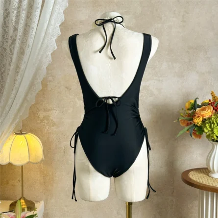 Cutout Swimsuit with Gold Accent and Adjustable Ties - Image 12