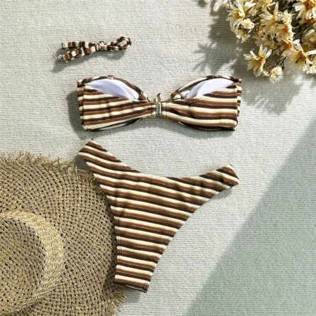 Starfish-Embellished Striped Bikini Set - Image 14