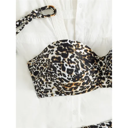 Leopard Print Bandeau High Waist Swim Set - Image 6