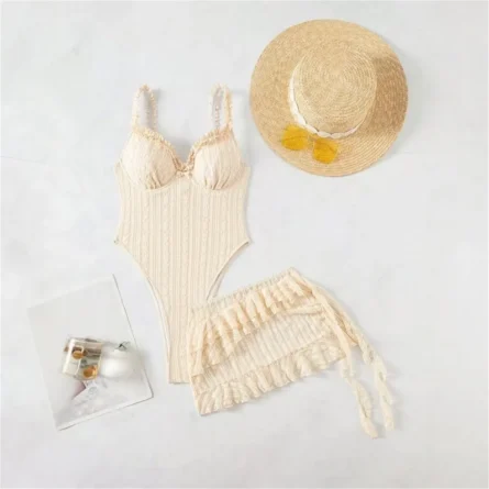 Captivating Sunlit Moments High Cut Swimsuit with Skirt