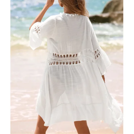 Breezy Beach Cover-Up with Boho Cutouts and Tie Closure - Image 10