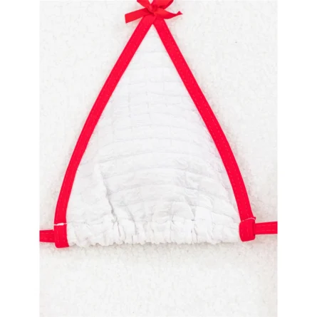 Crinkled Two-Piece Bikini with Strappy Red Accents - Image 5